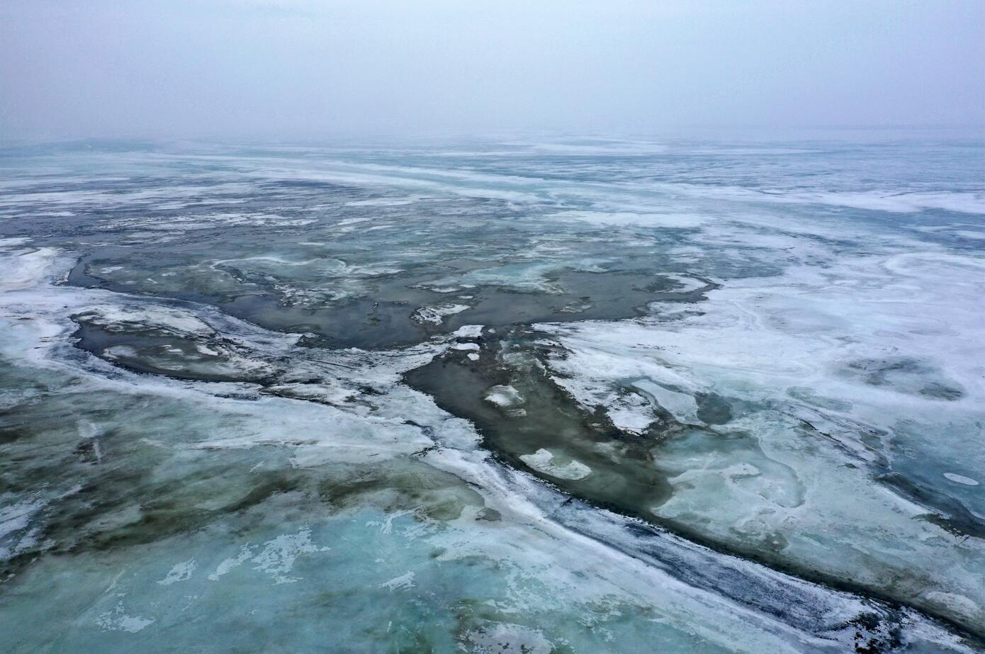 艾比湖湿地的水上碎冰世界 胡维斌 摄