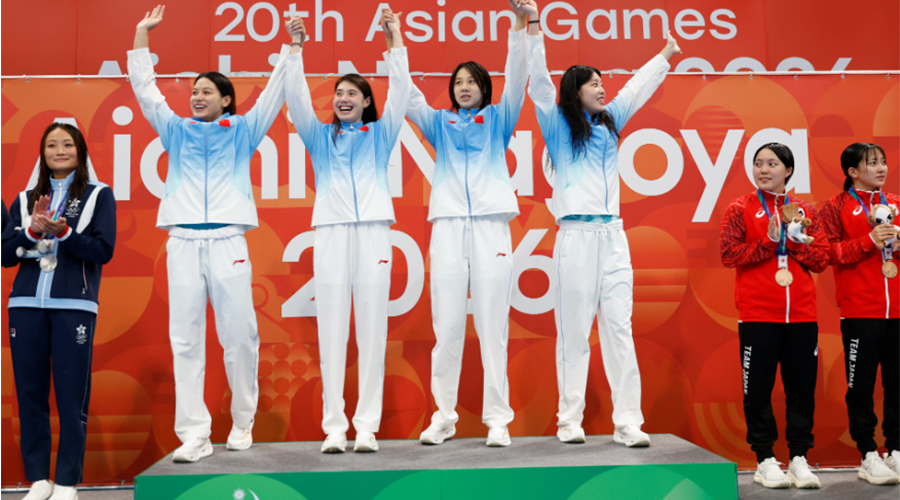 亚运会丨游泳——中国队获女子4X100米自由泳接力冠军